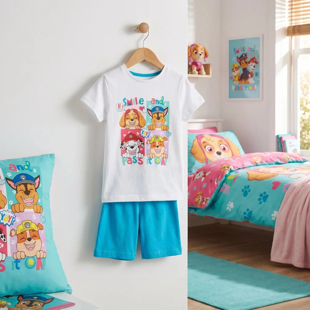 Paw Patrol Welpen Kinder kurzarm Schlafanzug Pyjama 98 -128 Baumwolle - WS-Trend.de