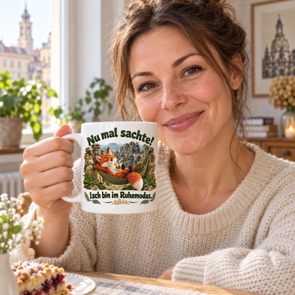 WS-Trend Bastei Fuchs Tasse sächsischer Spruch Keramik 330 ml Geschenk - WS-Trend.de