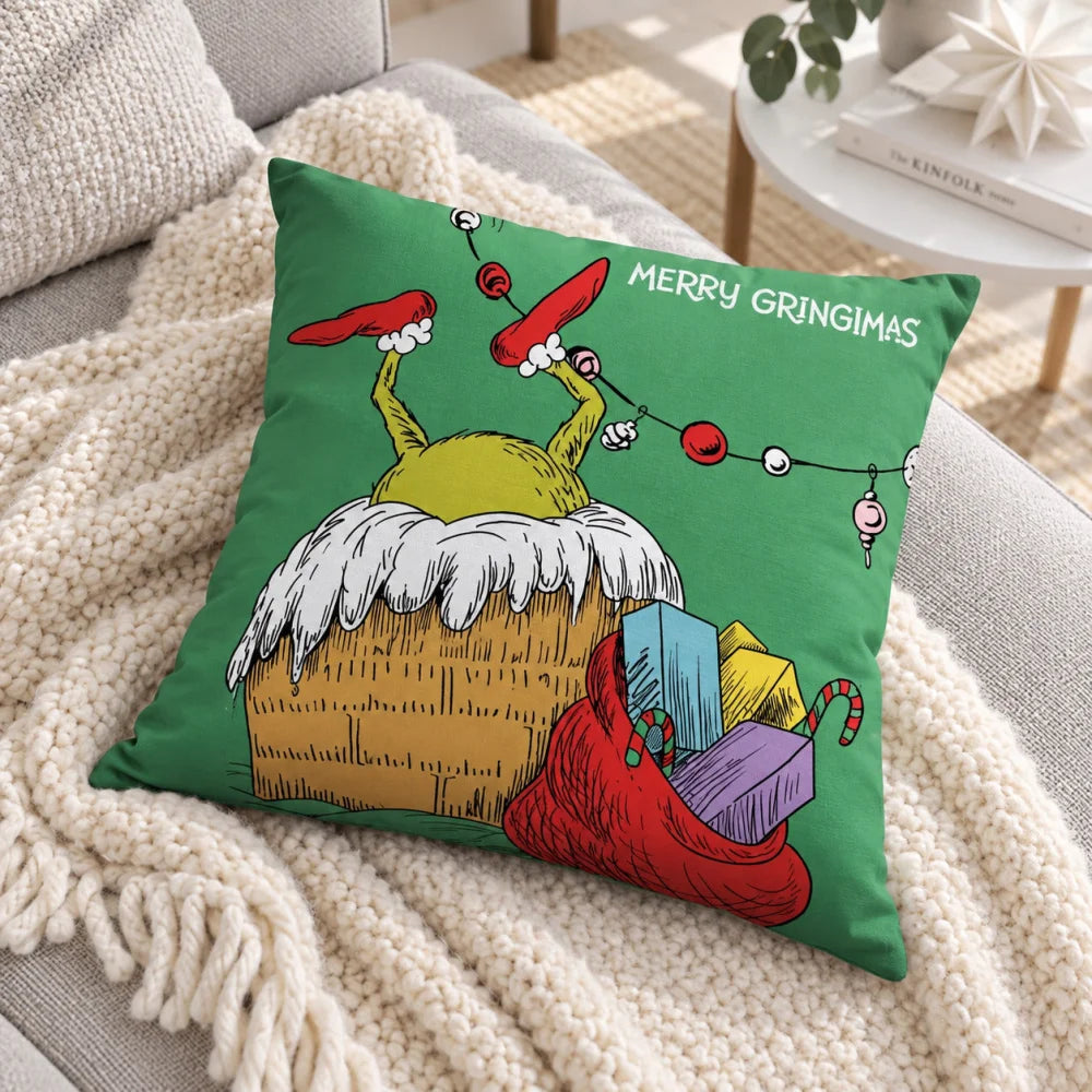 Der Grinch Weihnachts-Wendekissen 40x40x7 cm Grün - WS-Trend.de