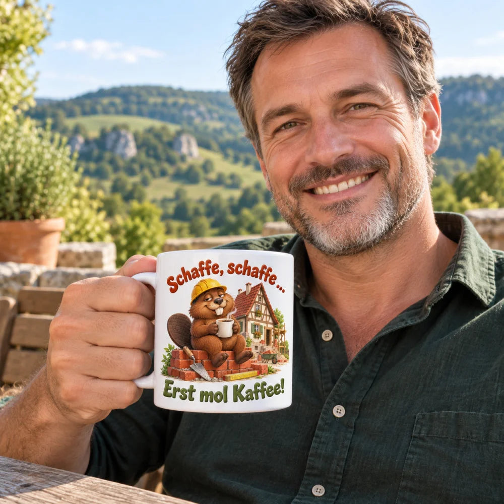WS-Trend Häuslebau Biber Tasse Schwaben Spruch Keramik 330 ml Geschenk - WS-Trend.de