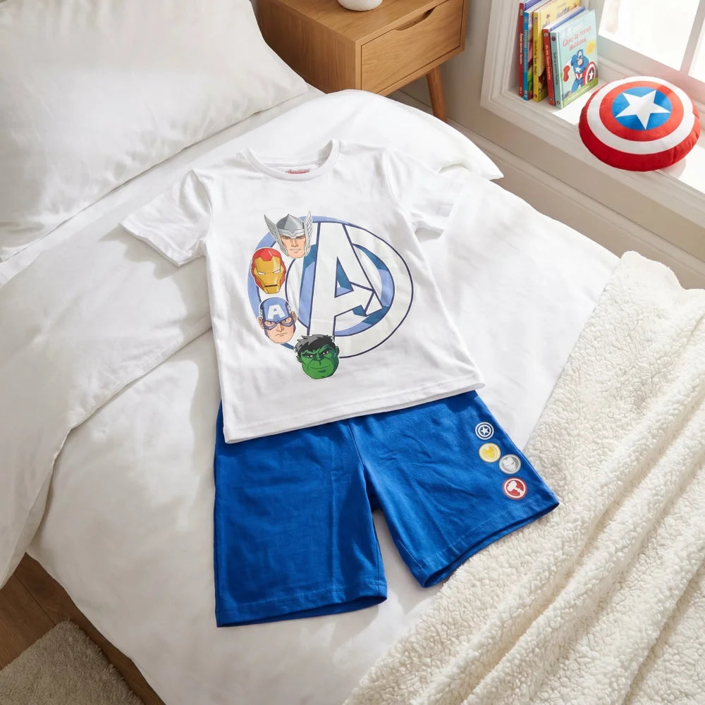 Marvel Avengers Kinder Schlafanzug Pyjama kurz Sleepwear 104 - 134 Thor Hulk - WS-Trend.de