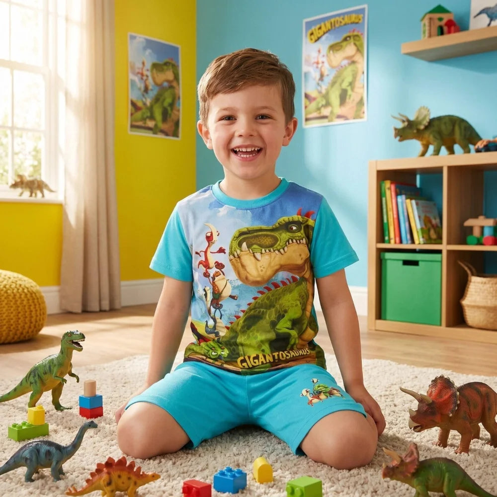 Gigantosaurus Kinder Schlafanzug Pyjama kurz Nachtwäsche Gr. 98 - WS-Trend.de