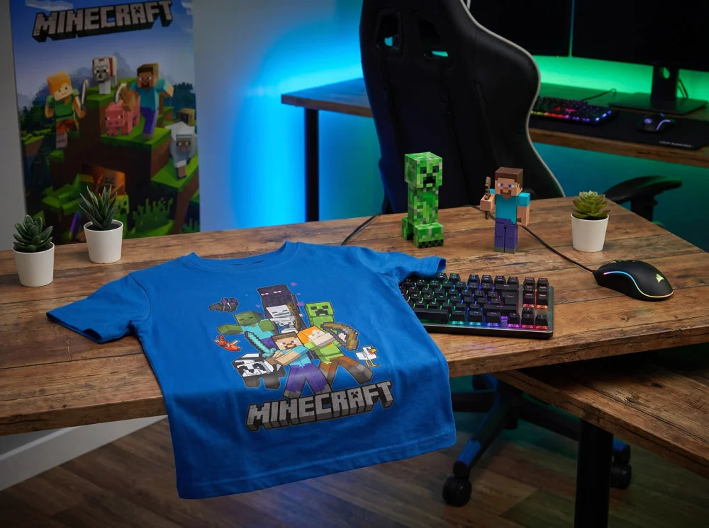 Minecraft Gamer Creeper Kinder T-Shirt Kurzarm Shirt Gr. 116-146 100% Baumwolle - WS-Trend.de
