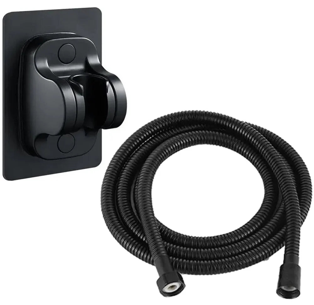 Duschbrause WS-Trend Duschkopf-Set 5 Strahlarten Handbrause 2-m-Schlauch Halterung Schwarz - WS-Trend.de