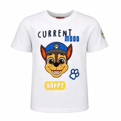 Print-Shirt PAW PATROL Chase Jungen T-Shirt kurzarm 98–128 Baumwolle Grau/Weiß - WS-Trend.de
