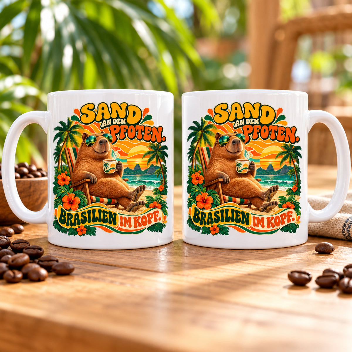 Brasilien Tasse Keramik 330 ml Spruch Geschenk Kaffee Urlaub Tiermotiv