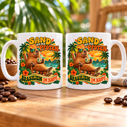 Brasilien Tasse Keramik 330 ml Spruch Geschenk Kaffee Urlaub Tiermotiv