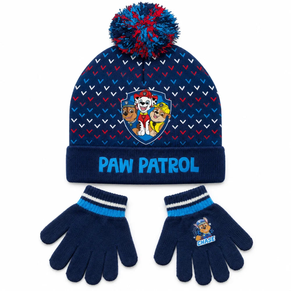 Paw Patrol Chase Kinder Winterset Mütze und Handschuhe Größe 52 oder 54 - WS-Trend.de
