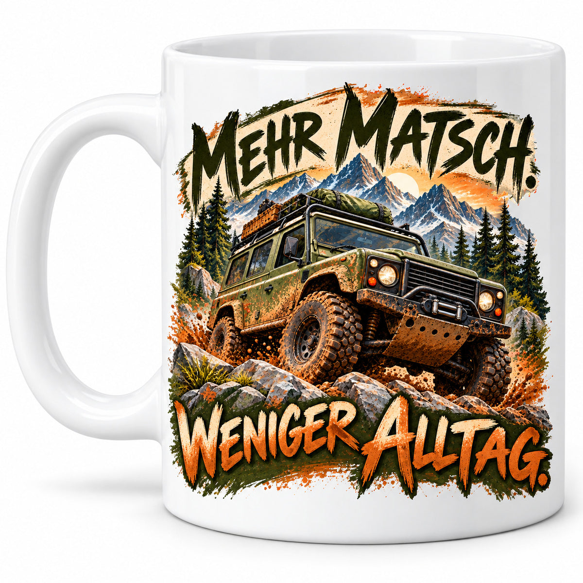 Auto Tasse Spruch Keramik 330 ml Geschenk für Autofan beidseitig Druck