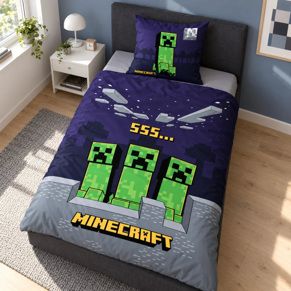Minecraft Creeper Wendebettwäsche 135-140x200 + 65x65 cm - WS-Trend.de