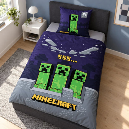 Minecraft Creeper Wendebettwäsche 135-140x200 + 65x65 cm - WS-Trend.de