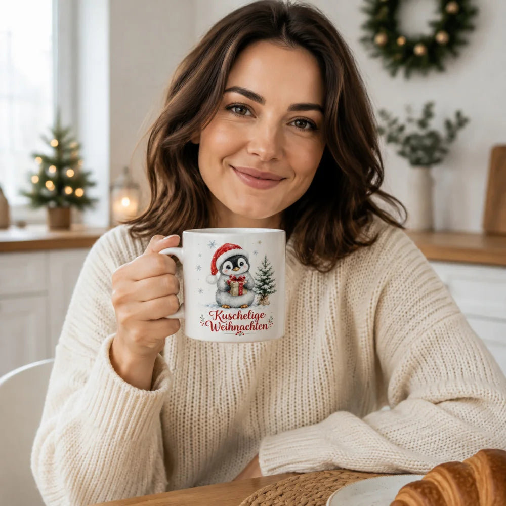 Pinguin Weihnachtstasse - Geschenk zu Weihnachten - aus Keramik 330 ml - WS-Trend.de