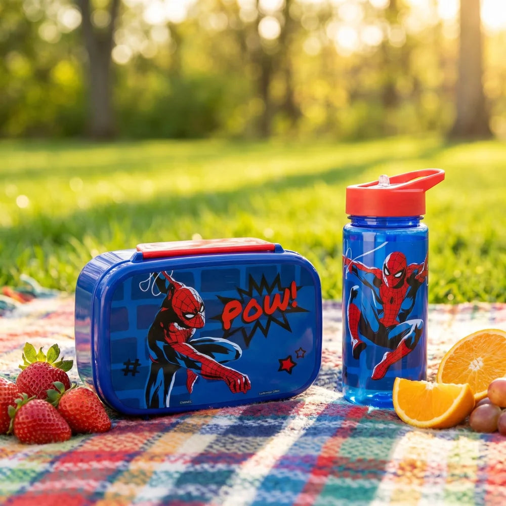 Marvel Spiderman Kinder 2 teiliges Set Brotdose Trinkflasche 500 ml - WS-Trend.de