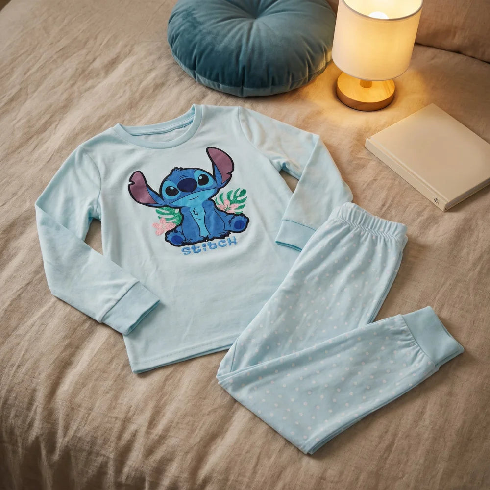 Schlafanzug Disney Stitch Kinder Jungen Velours langarm Pyjama Gr.104 - WS-Trend.de