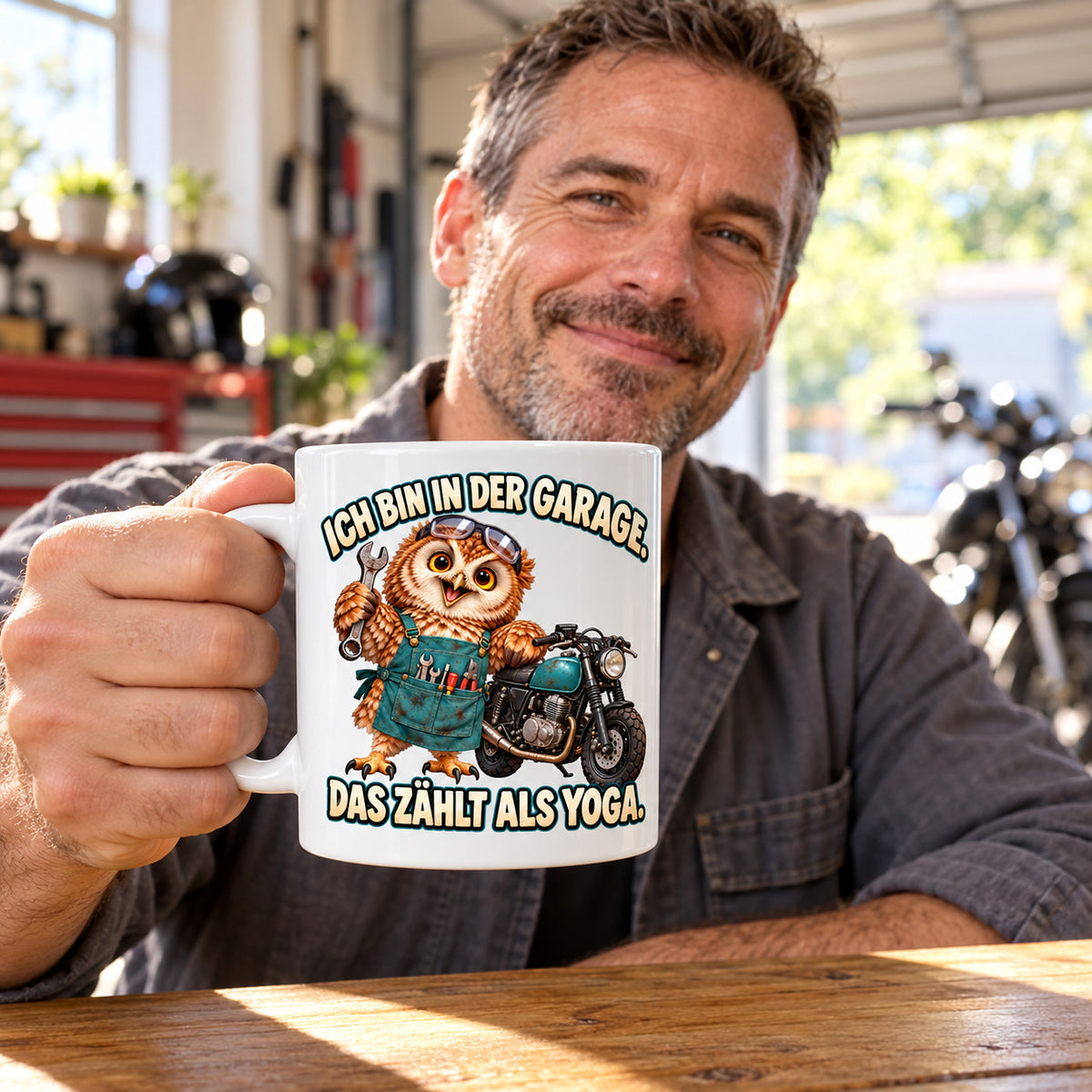 Motorrad Tasse Spruch Keramik 330ml Biker Geschenk beidseitig bedruckt