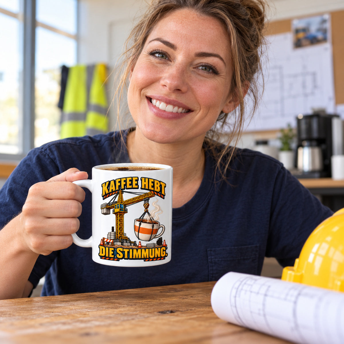 Baustellen Tasse Spruch Keramik 330 ml Geschenk Bauarbeiter beidseitig