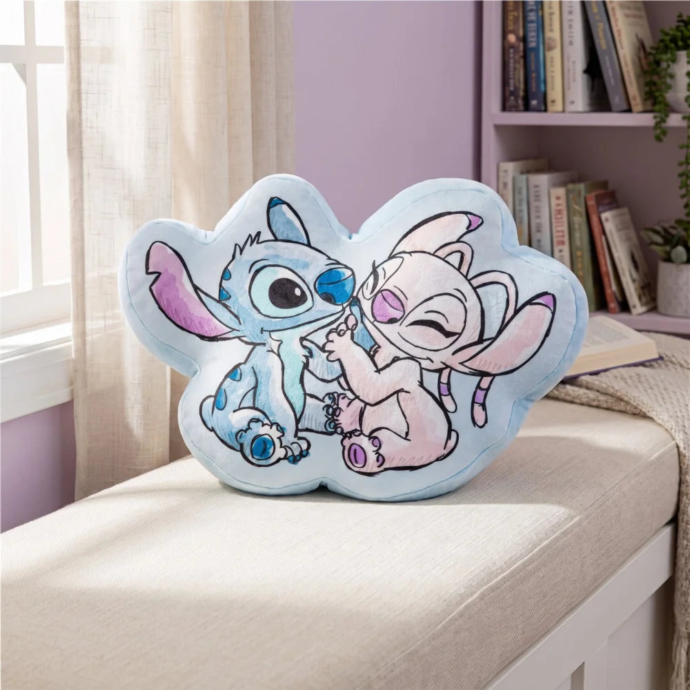 Disney Stitch und Angel 3D Velourskissen 38x29x5 cm Blau Rosa - WS-Trend.de