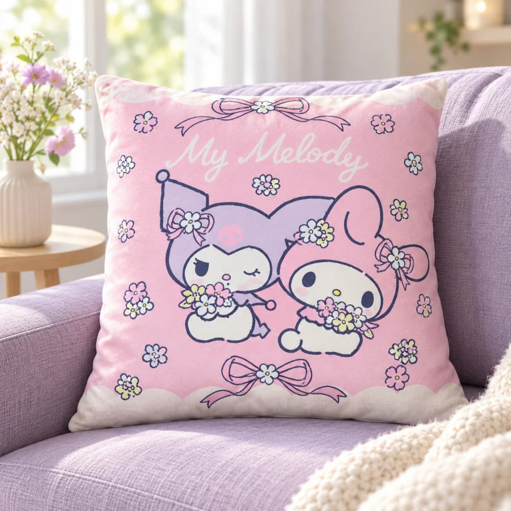 Kuromi und My Melody Wendekissen Polyester Rosa 40x40 cm - WS-Trend.de