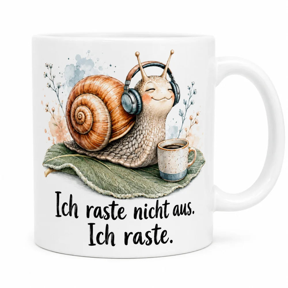 Schnecke Anti-Stress-Tasse - lustiger Spruch - weiß aus Keramik 330 ml - WS-Trend.de