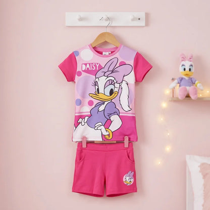 Disney Daisy Duck Kinder Mädchen Sommerset Shorts plus T-Shirt 98-128 Rosa Pink - WS-Trend.de