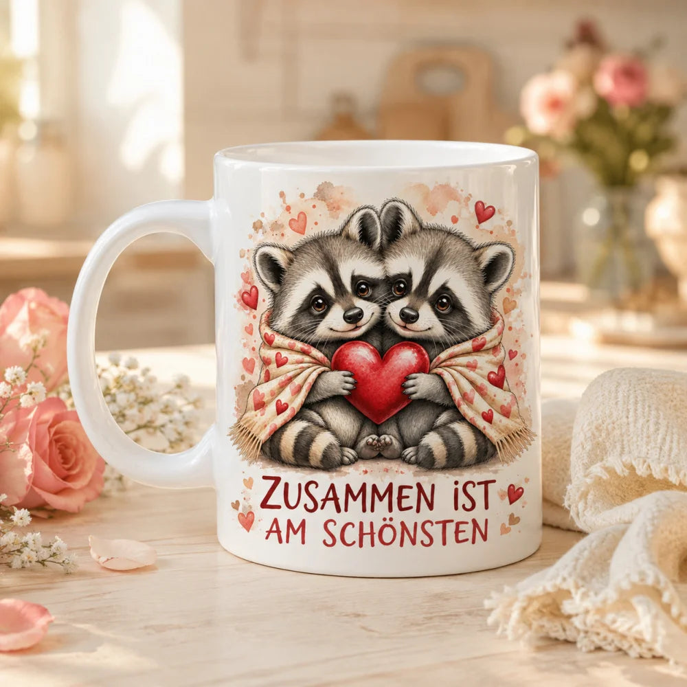 Liebestasse Tiermotiv - Kaffeetasse Geschenk fuer Partner 330 ml weiss - WS-Trend.de