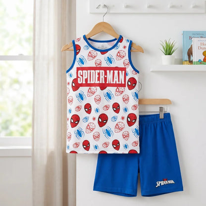 Marvel Spiderman Kinder ärmellos Schlafanzug Pyjama Nachtwäsche 104 - 134 - WS-Trend.de