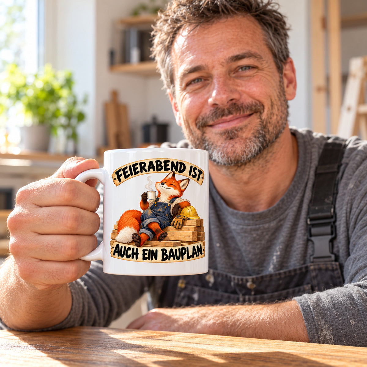 Baustellen Tasse Spruch Keramik 330 ml Geschenk Bauarbeiter beidseitig