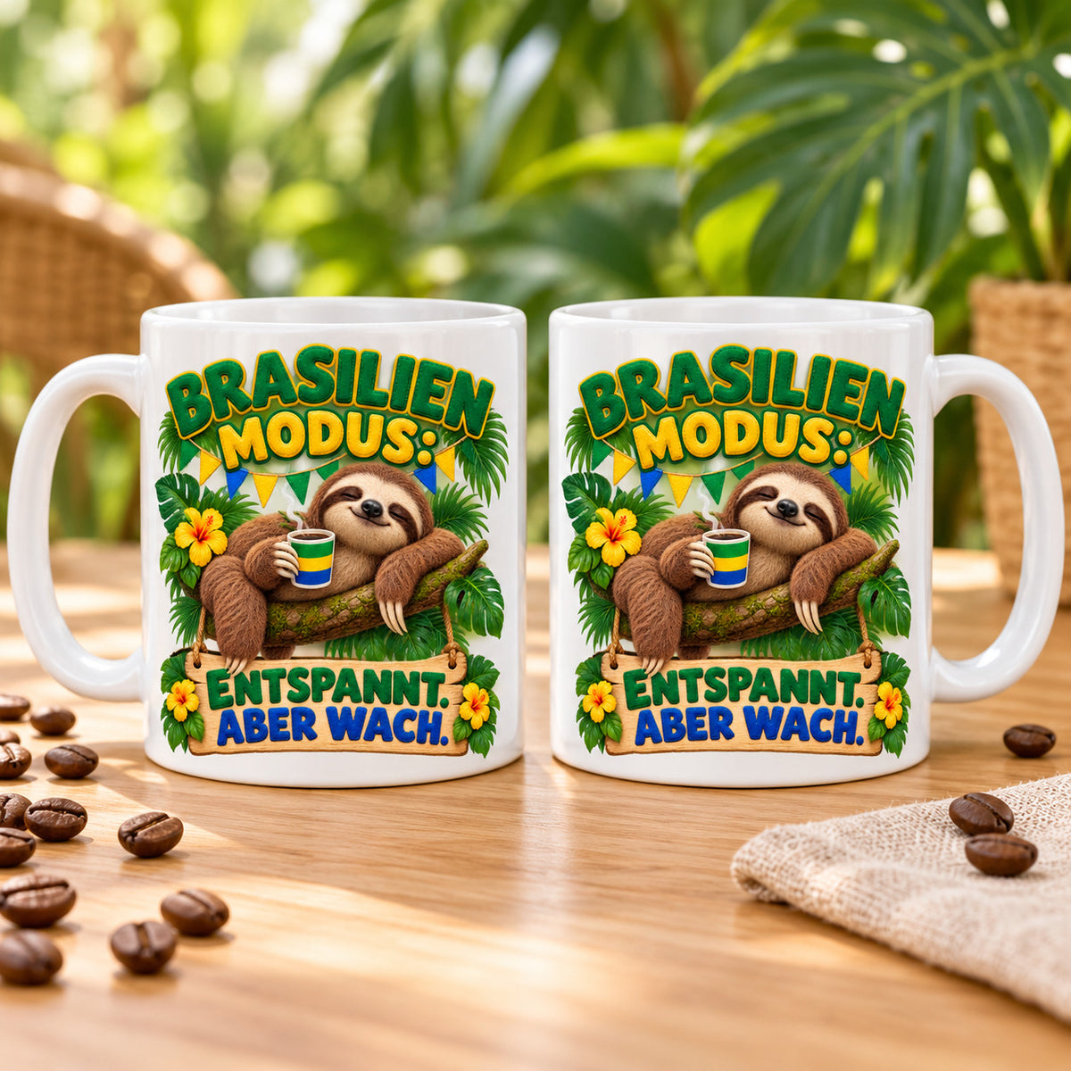 Brasilien Tasse Keramik 330 ml Spruch Geschenk Kaffee Urlaub Tiermotiv