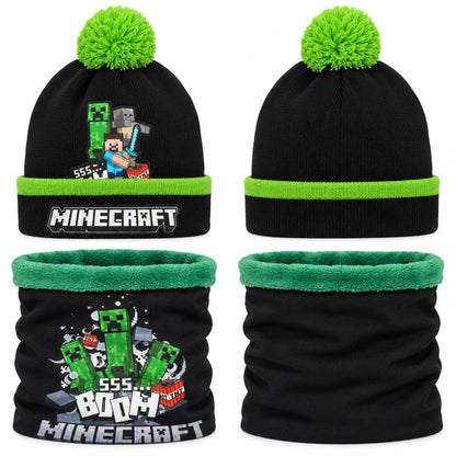 Minecraft Creeper Winterset: Bommelmütze und Snood Größe 54/56 - WS-Trend.de