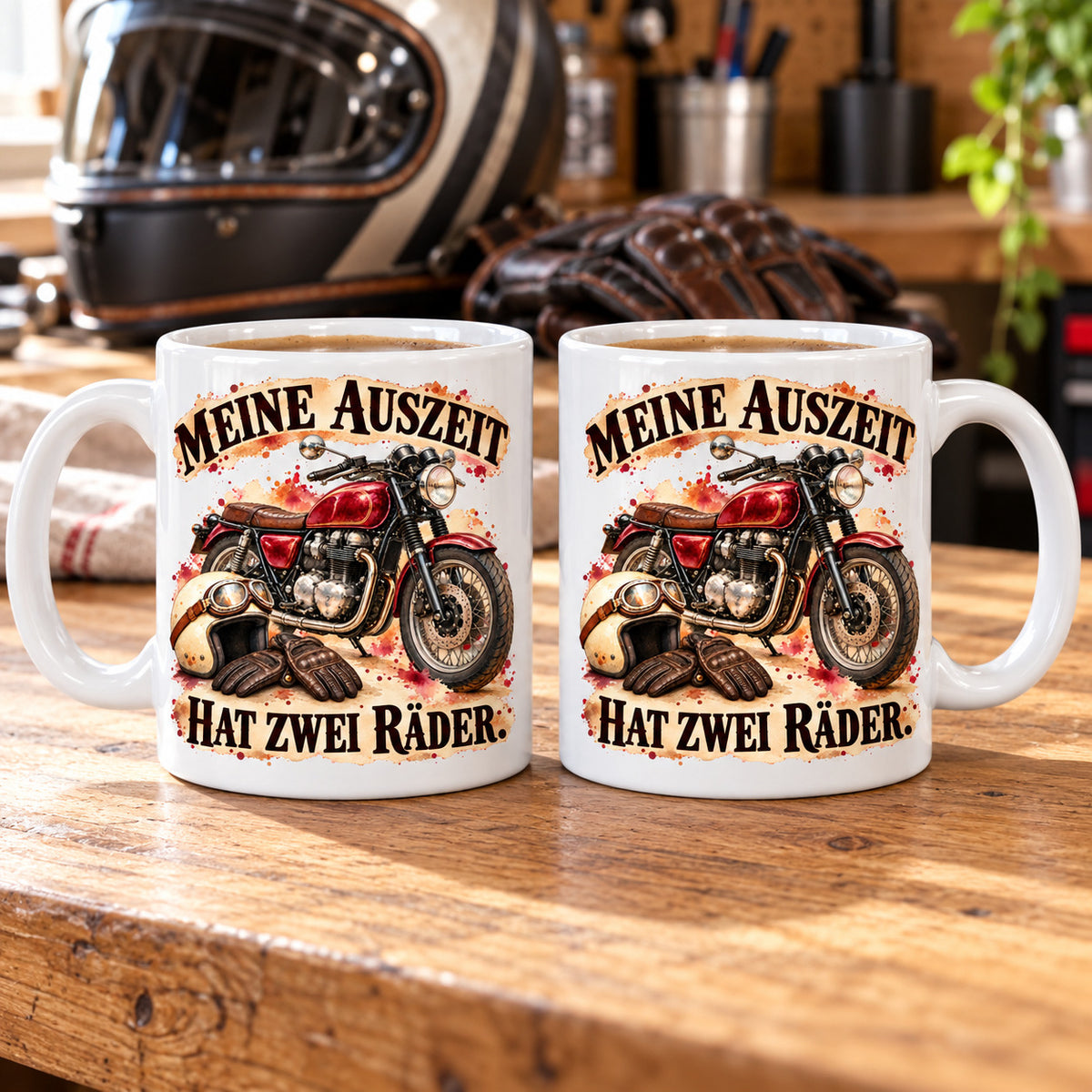 Motorrad Tasse Spruch Keramik 330ml Biker Geschenk beidseitig bedruckt