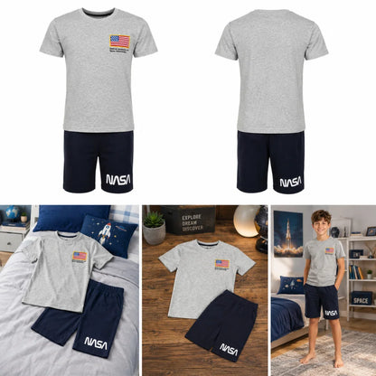 NASA Space Center Jugend Jungen Schlafanzug kurzarm Pyjama Gr.134-140 - WS-Trend.de