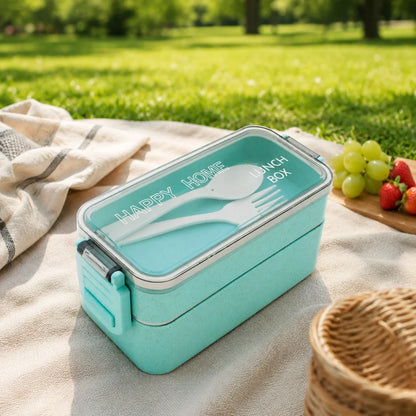Lunchbox WS-Trend 3-teiliges Kinder-Lunch-Set – Brotdose 750 ml Doppel-Fächer Besteck - WS-Trend.de