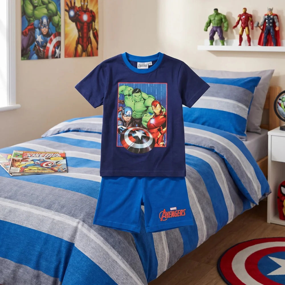 Marvel Avengers Jungen Schlafanzug Pyjama Shirt Shorts Gr. 98-128 Baumwolle - WS-Trend.de