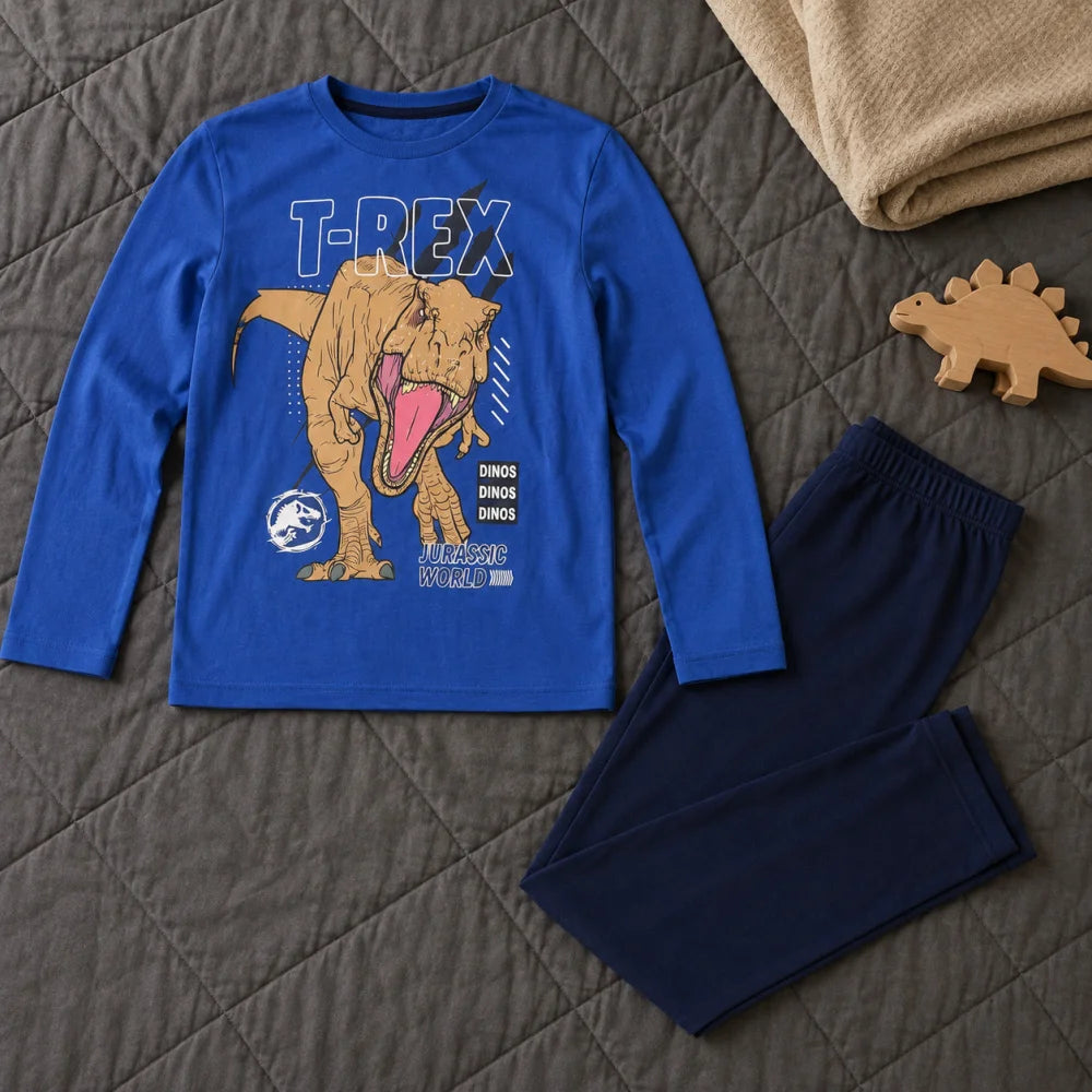 Jurassic World T-Rex Jungen Kinder Pyjama Schlafanzug 100% Baumwolle Gr. 104-116 - WS-Trend.de