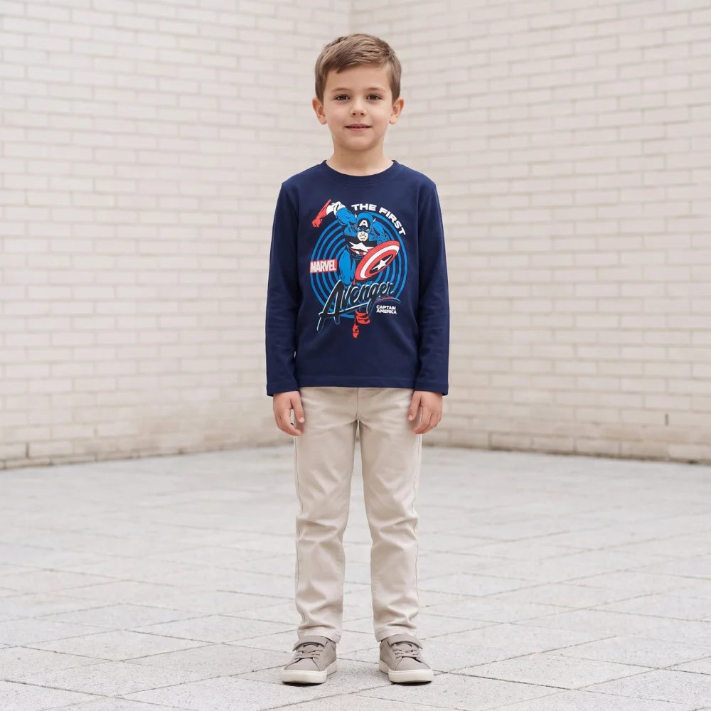 Langarmshirt MARVEL Avengers Captain America Kinder Shirt - WS-Trend.de