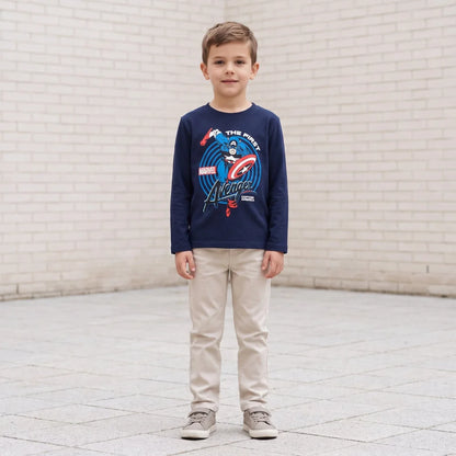 Langarmshirt MARVEL Avengers Captain America Kinder Shirt - WS-Trend.de