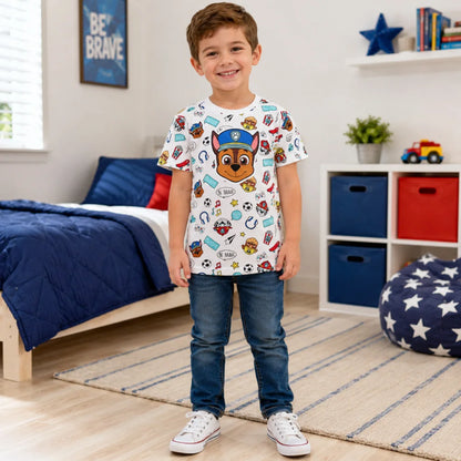 Paw Patrol Chase Kinder Jungen kurzarm T-Shirt Shirt Gr.128 Baumwolle - WS-Trend.de