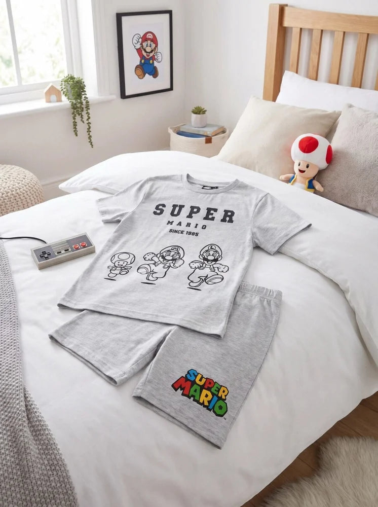 Super Mario 2-teiliger Kinder Jungen Pyjama Shirt Shorts Gr. 104 - WS-Trend.de