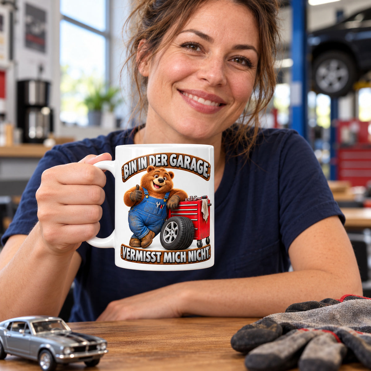 Auto Tasse Spruch Keramik 330 ml Geschenk für Autofan beidseitig Druck