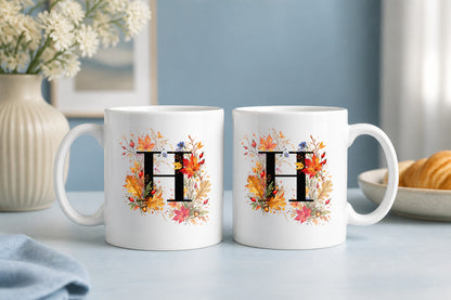 Herbst Tasse A-Z Buchstaben 325 ml Keramik Geschenkidee personalisiert
