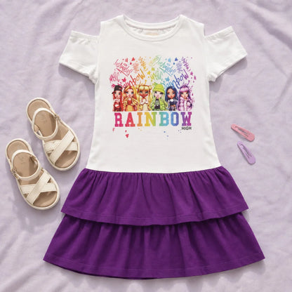 Rainbow High Mädchen Kinder Sommerkleid kurzes Kleid 104 -110 Baumwolle - WS-Trend.de
