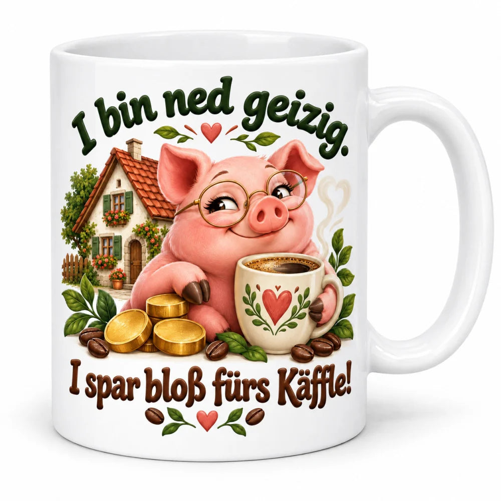 WS-Trend Sparschwein Tasse schwäbischer Spruch Keramik 330 ml Geschenk - WS-Trend.de