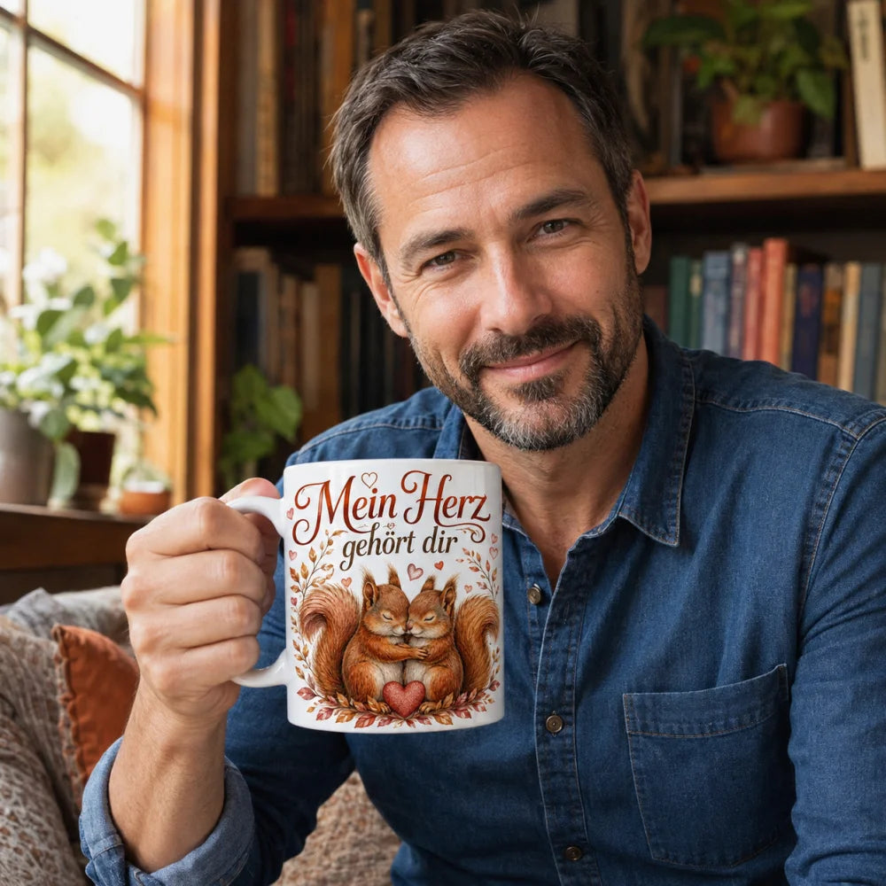Eichhörnchen-Tasse mit Liebesspruch - Geschenk für Partner weiß 330 ml - WS-Trend.de