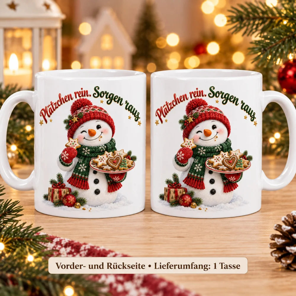 WS-Trend Plätzchenpause Schneemann Tasse 330 ml als Geschenk im Advent - WS-Trend.de