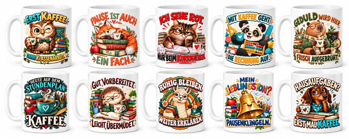 Lehrer Tasse Keramik 330 ml Geschenk Lehrerin Unterricht Spruch Kaffee