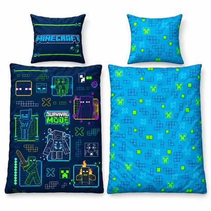 Minecraft Survival Mode Bettwäsche 135-140x200 + 63x63 cm - WS-Trend.de