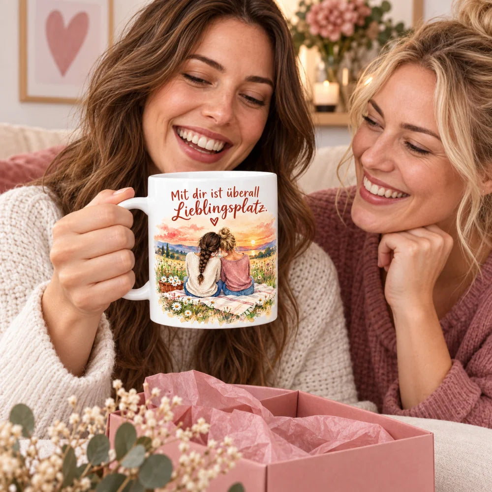 Beste Freundin Tasse mit Spruch – Aquarell Geschenk aus Keramik 330 ml - WS-Trend.de
