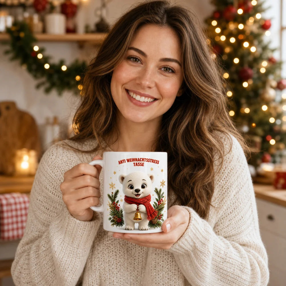 Anti Weihnachtsstress Weihnachten Tasse 325 ml – süße 3D-Tiere - WS-Trend.de