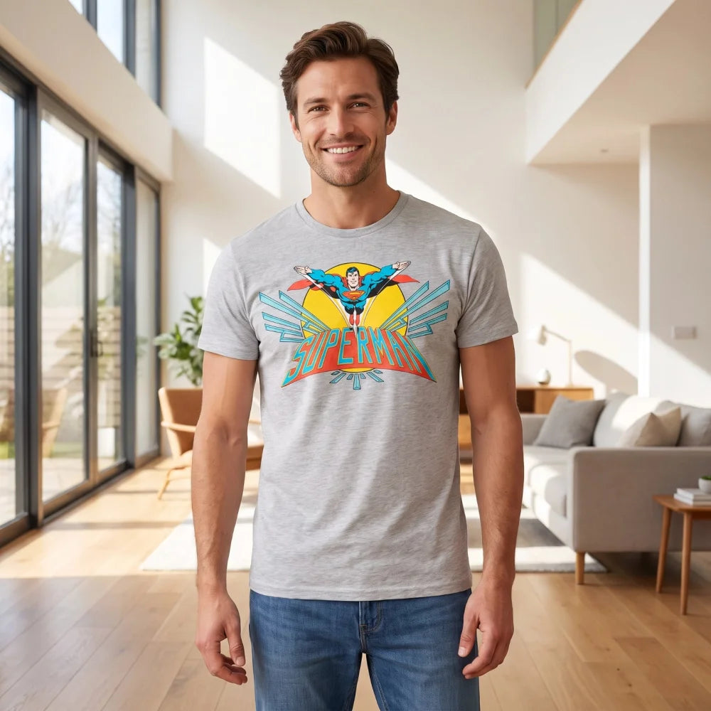 DC Comics Superman Herren kurzarm T-Shirt Shirt Grau S-XXL - WS-Trend.de