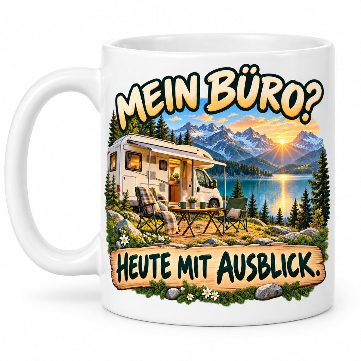 Camping Tasse Spruch Keramik 330 ml Geschenk Camper Wohnmobil Urlauber